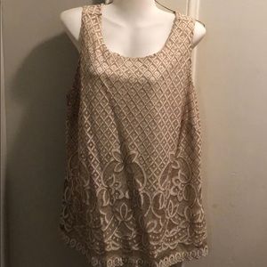 Charter Club Embroidered Lace Sleeveless Top 2Xw